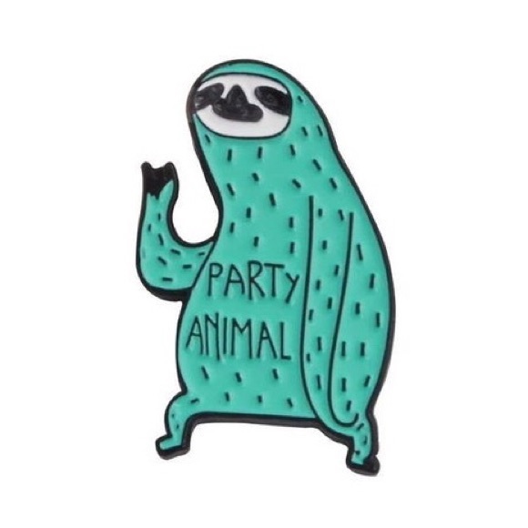 Melody Jewelry - Sloth ‘Party Animal’ Green & Black Enamel Pin NWT